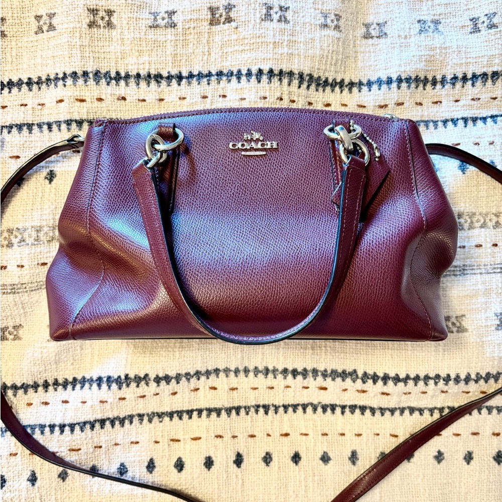Coach Maroon/Purple Leather Shoulder Bag with Gold Hardware